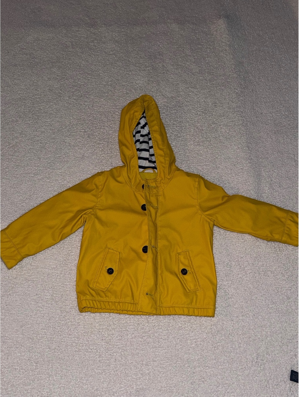 Baby Gap Yellow Hooded Rain Jacket 18–24 Months Striped Lining